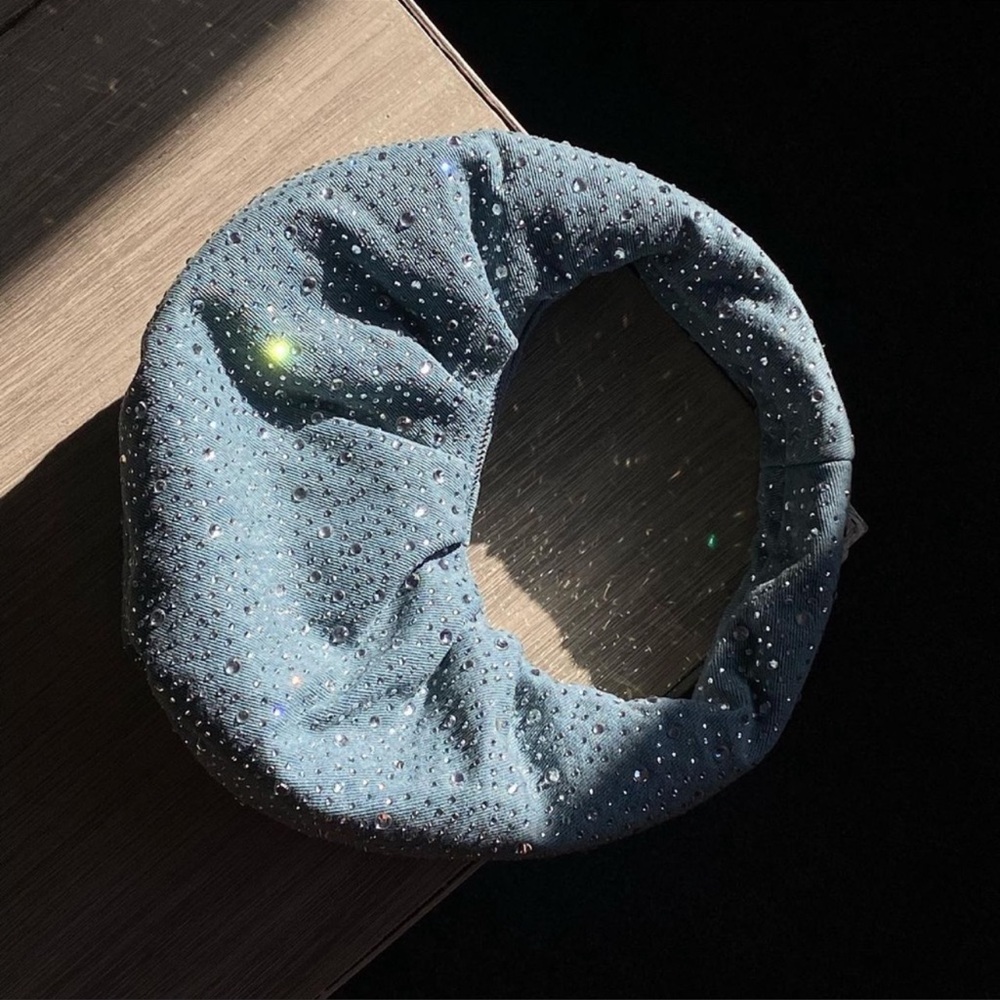 ZARA DIAMANTE OVAL SHAPED DENIM BAG - Picture 4 of 15